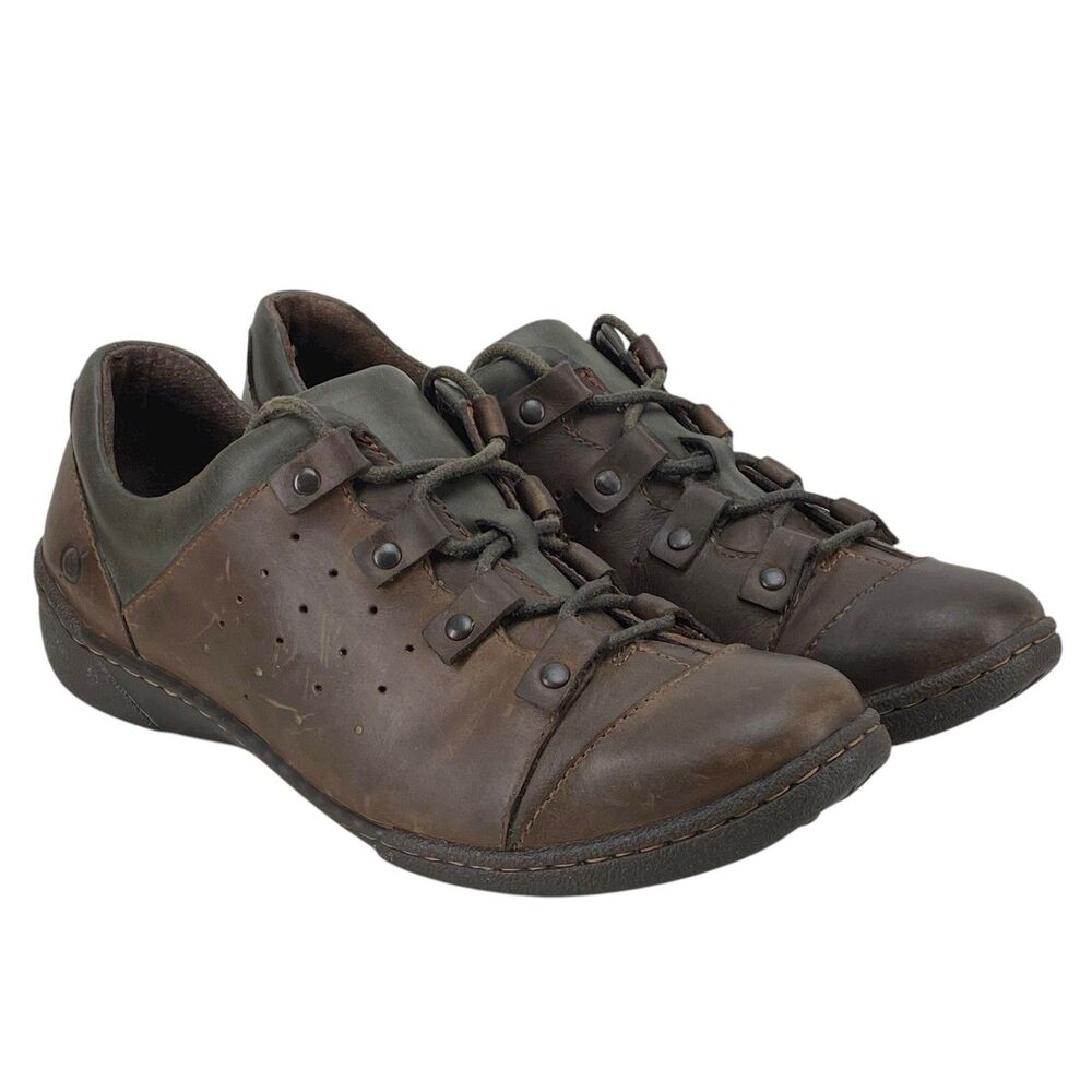 Born Women's Size 9 Sneaker Brown Perforated Leather Lace-Up‎ Casual Shoes